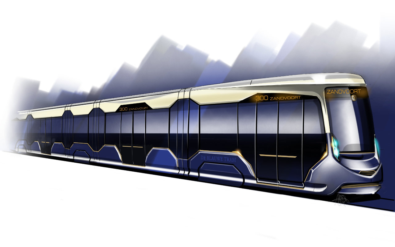 Blauwe tram design by ABID
